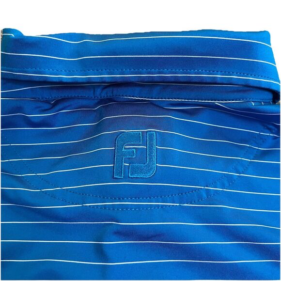 FootJoy Golf Polo Shirt Men's Medium Blue‎ White Pease Golf Course Performance - Picture 5 of 6
